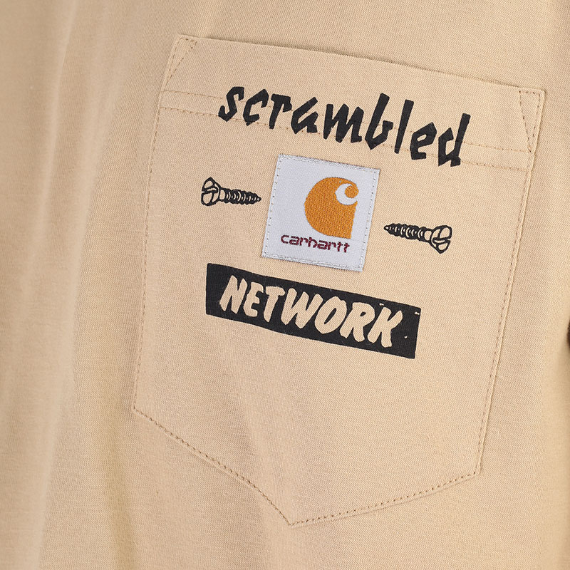 мужская бежевая футболка Carhartt WIP S/S Scramble Pocket T-Shirt I029983-brown/black - цена, описание, фото 2